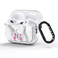 Grey Marble Pink Initials AirPods Pro Glitter Case Side Image