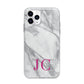 Grey Marble Pink Initials Apple iPhone 11 Pro in Silver with Bumper Case
