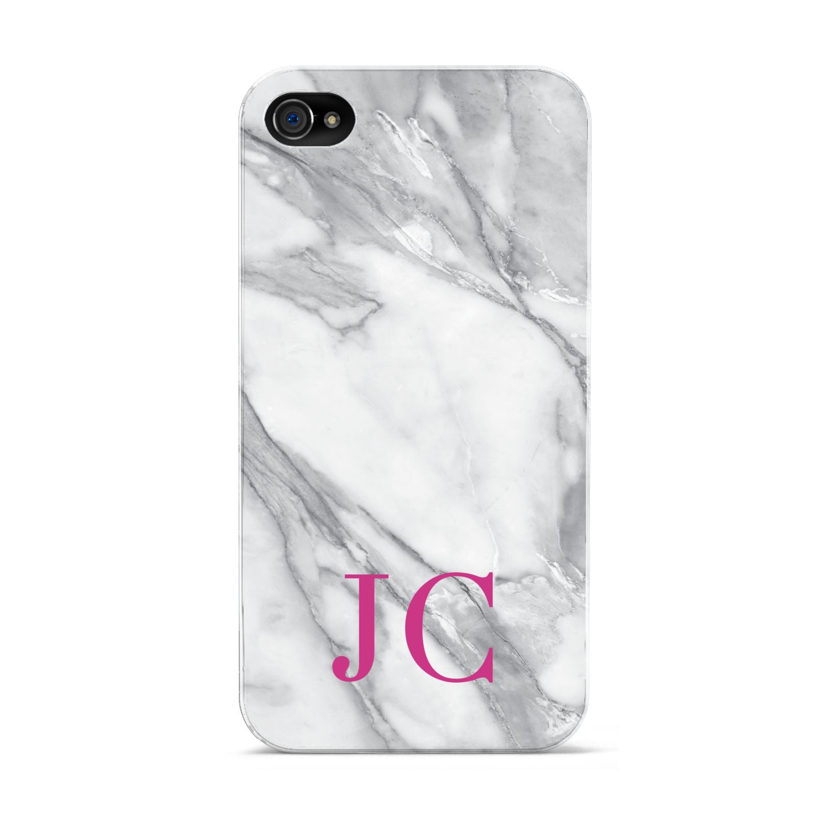 Grey Marble Pink Initials Apple iPhone 4s Case