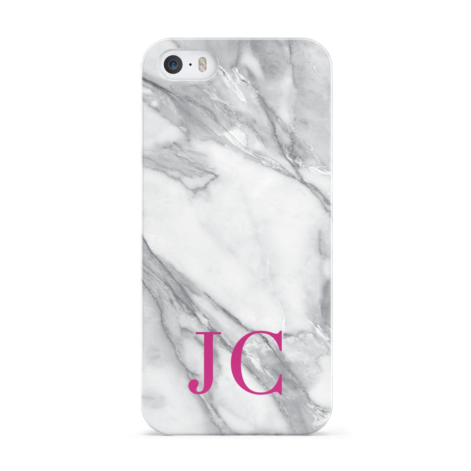 Grey Marble Pink Initials Apple iPhone 5 Case