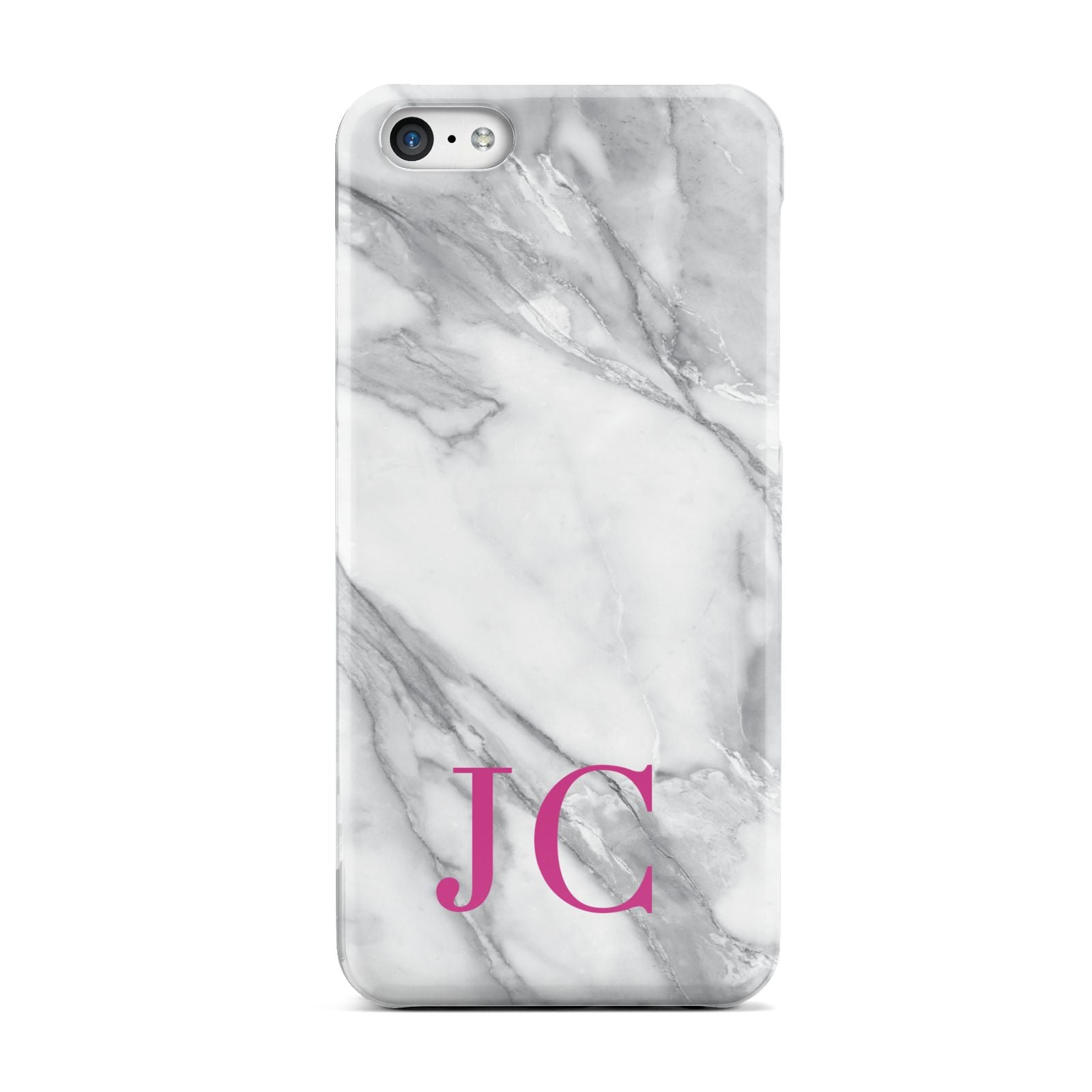 Grey Marble Pink Initials Apple iPhone 5c Case