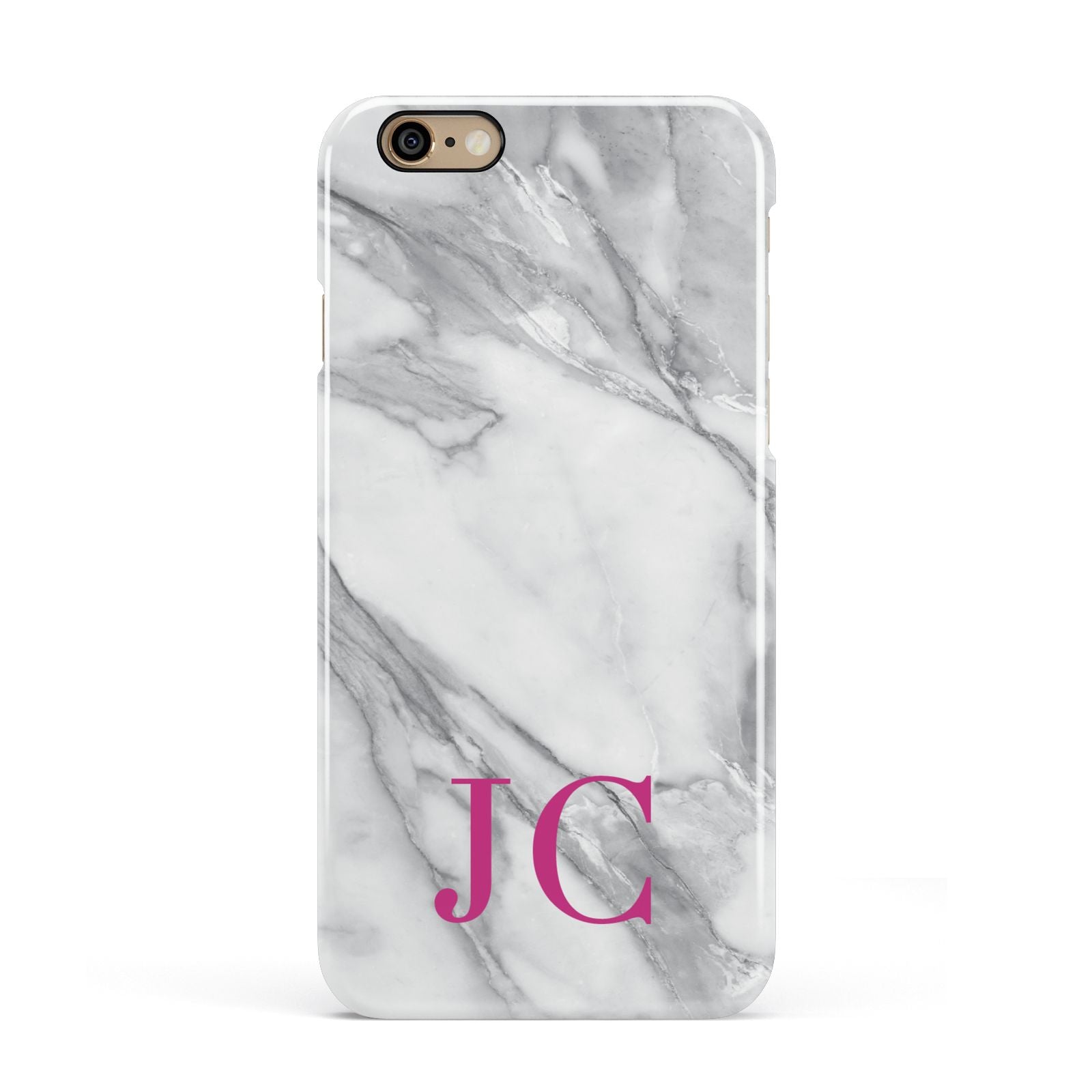 Grey Marble Pink Initials Apple iPhone 6 3D Snap Case