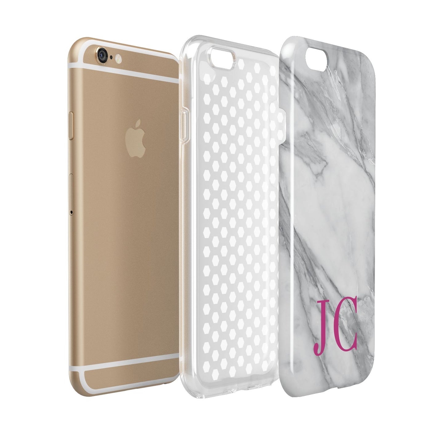 Grey Marble Pink Initials Apple iPhone 6 3D Tough Case Expanded view