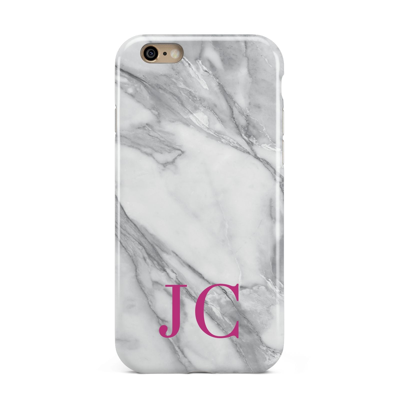 Grey Marble Pink Initials Apple iPhone 6 3D Tough Case