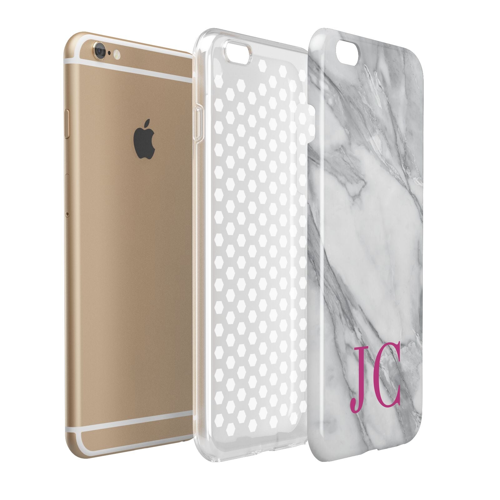 Grey Marble Pink Initials Apple iPhone 6 Plus 3D Tough Case Expand Detail Image