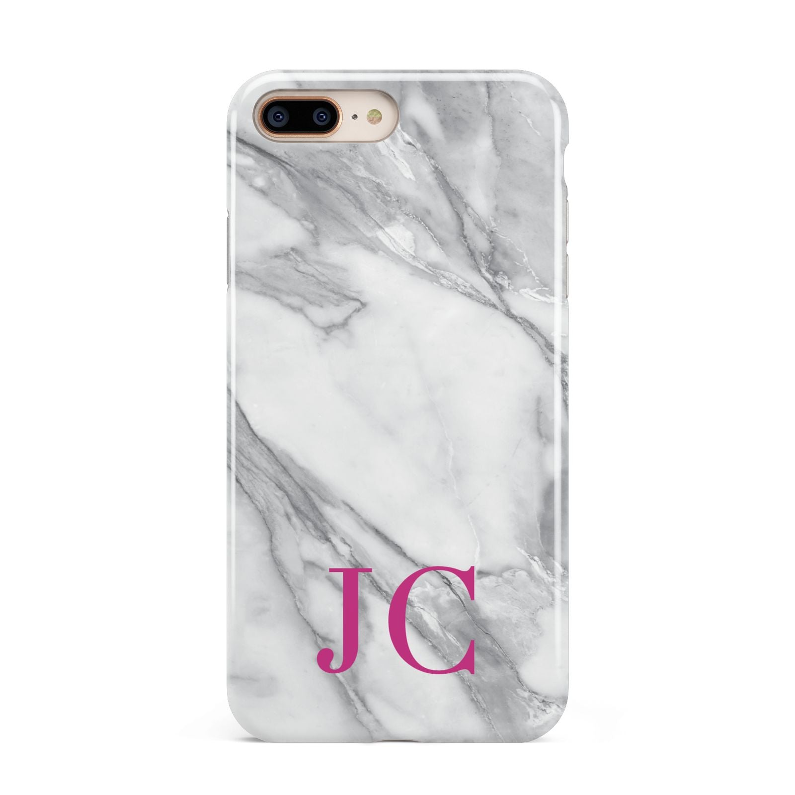 Grey Marble Pink Initials Apple iPhone 7 8 Plus 3D Tough Case