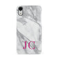 Grey Marble Pink Initials Apple iPhone XR White 3D Snap Case