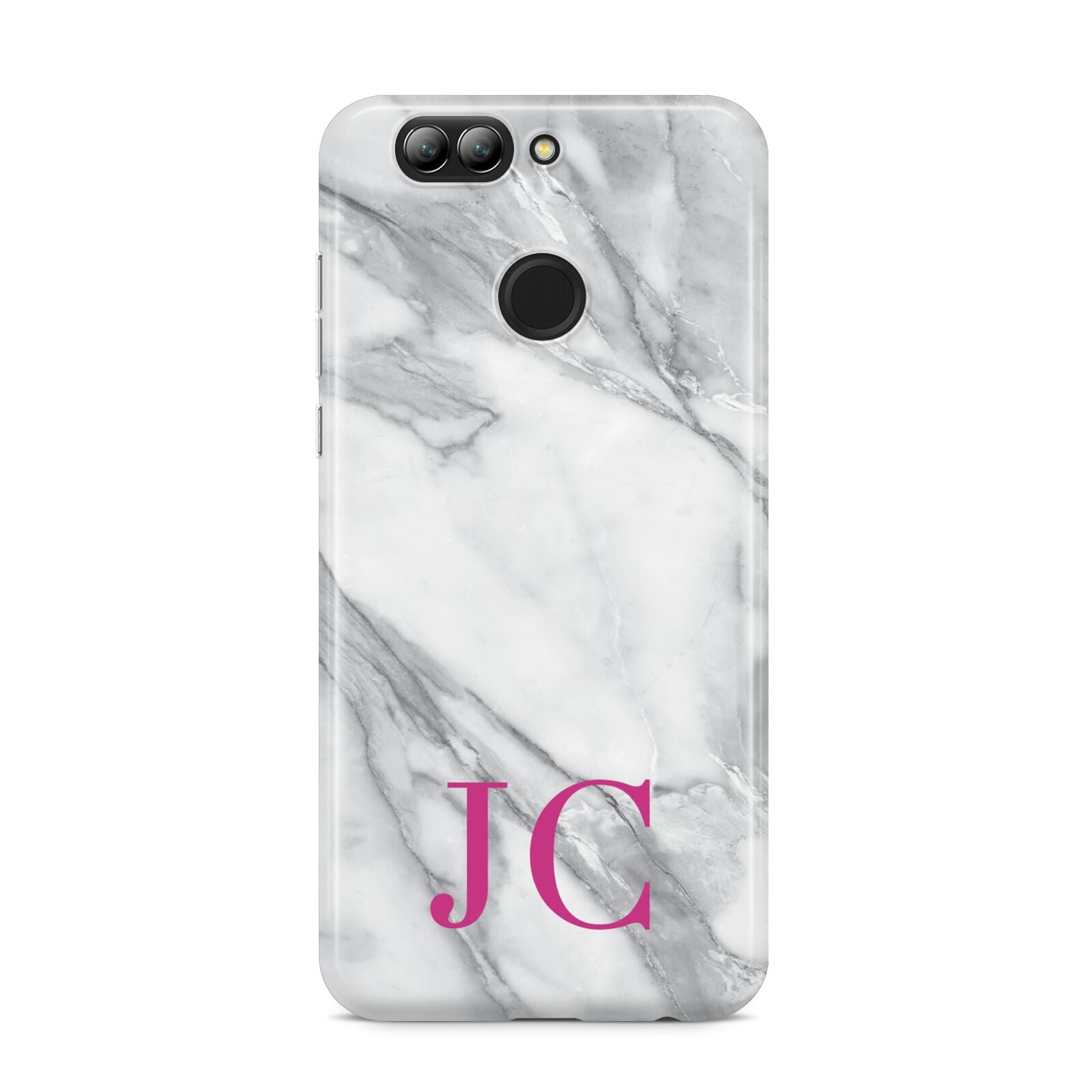 Grey Marble Pink Initials Huawei Nova 2s Phone Case