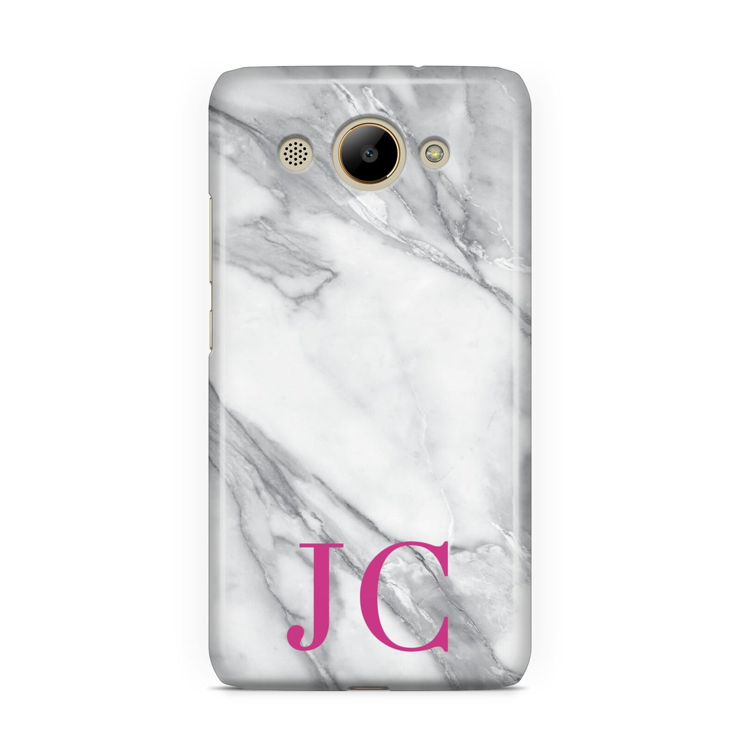 Grey Marble Pink Initials Huawei Y3 2017