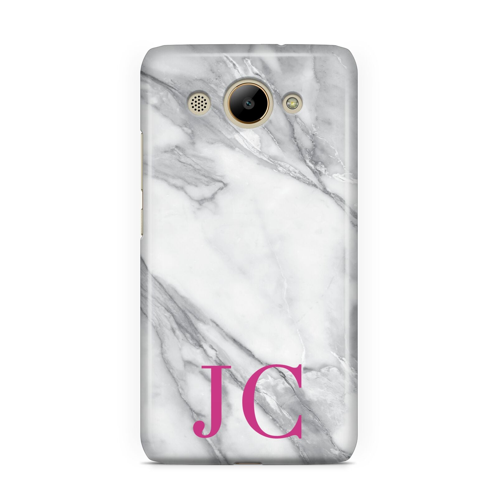 Grey Marble Pink Initials Huawei Y3 2017