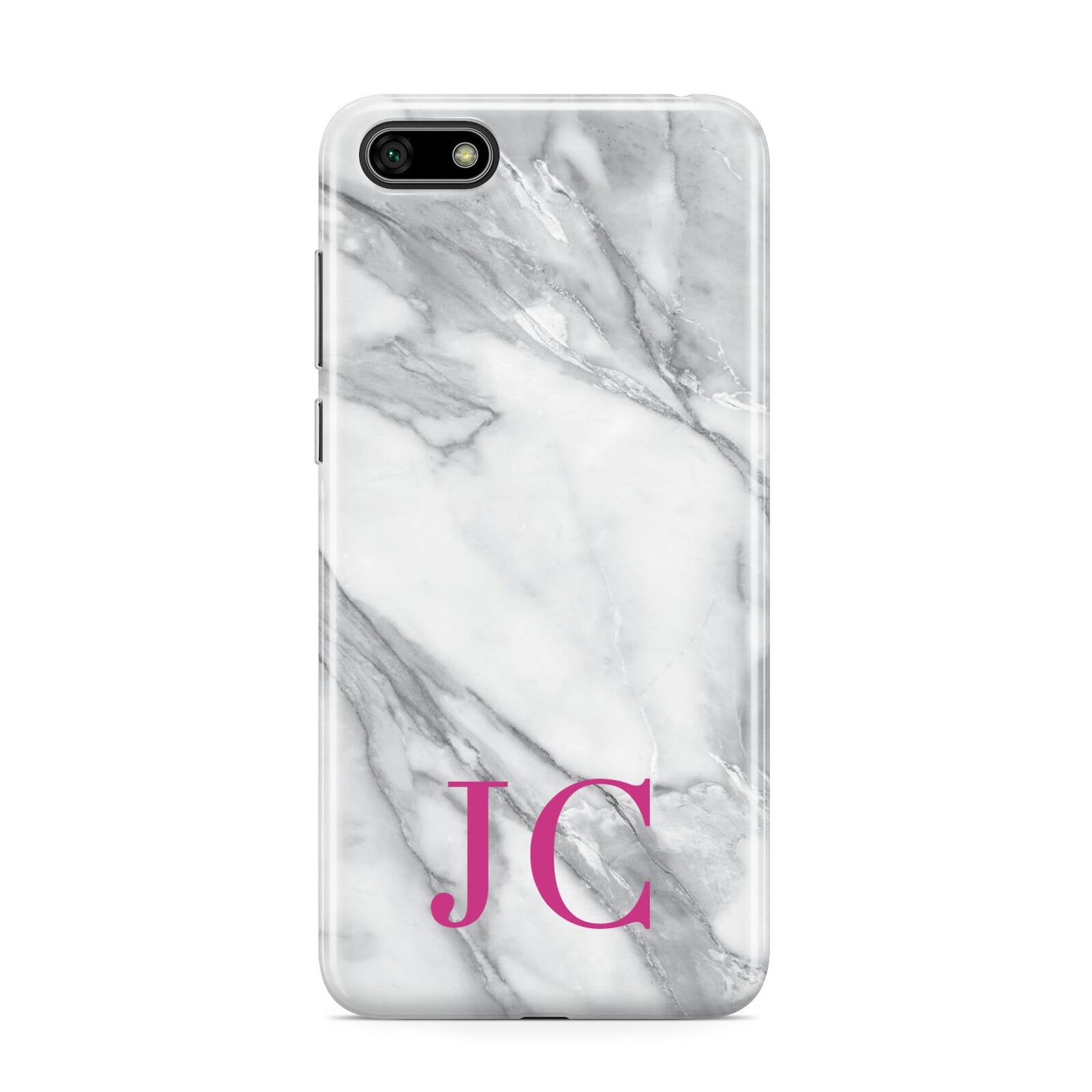 Grey Marble Pink Initials Huawei Y5 Prime 2018 Phone Case