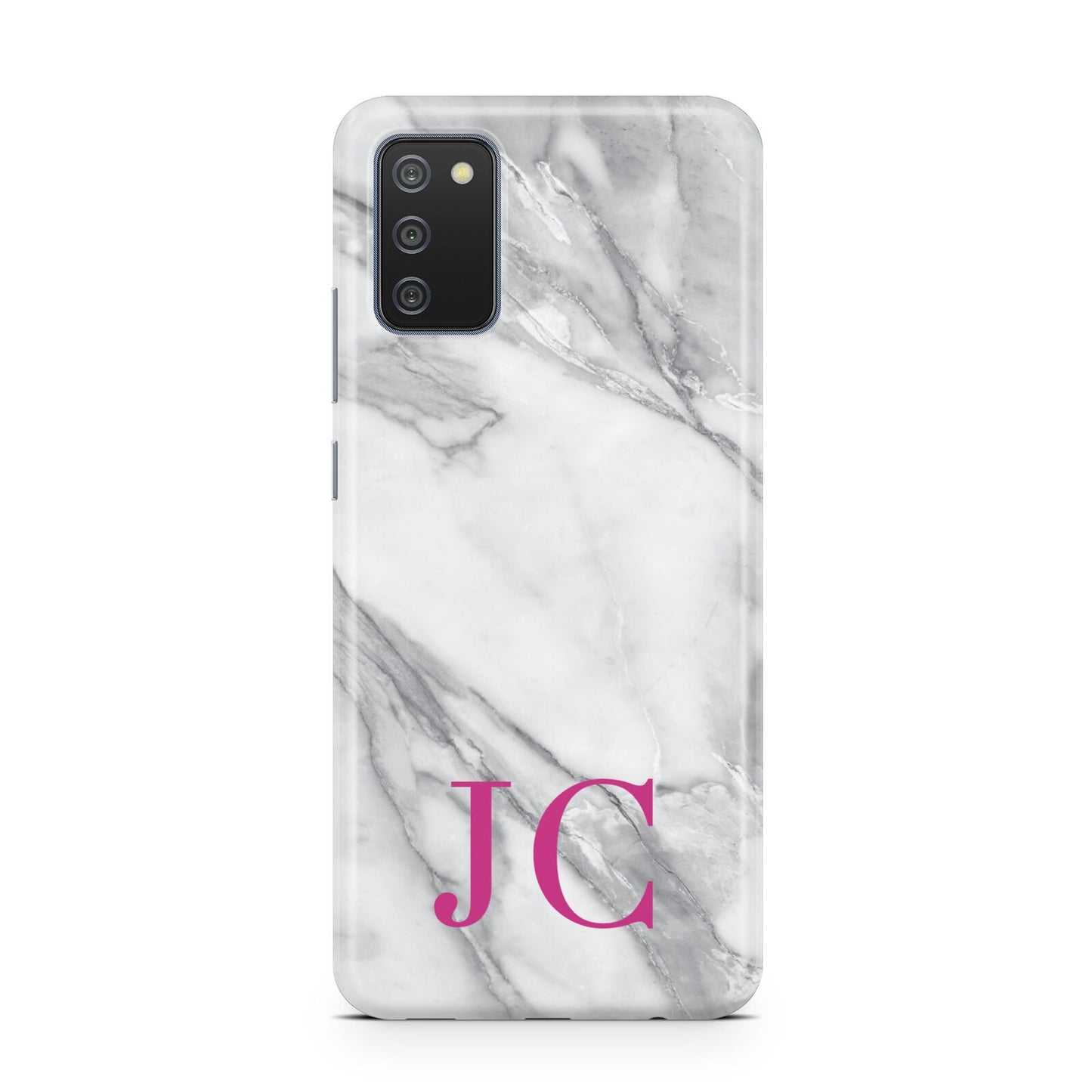 Grey Marble Pink Initials Samsung A02s Case