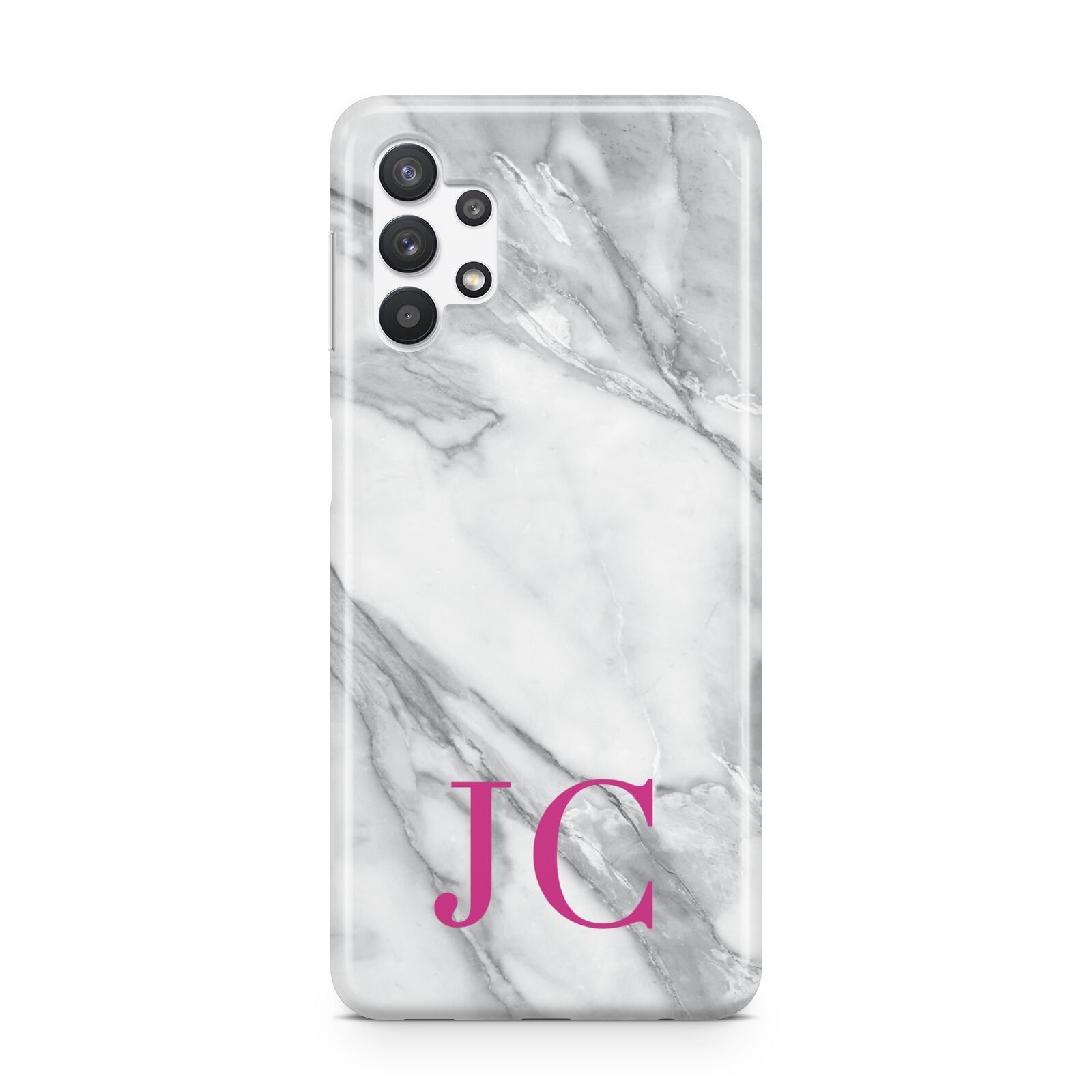Grey Marble Pink Initials Samsung A32 5G Case