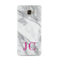 Grey Marble Pink Initials Samsung Galaxy A3 2016 Case on gold phone