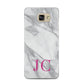 Grey Marble Pink Initials Samsung Galaxy A5 2016 Case on gold phone