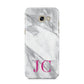 Grey Marble Pink Initials Samsung Galaxy A5 2017 Case on gold phone
