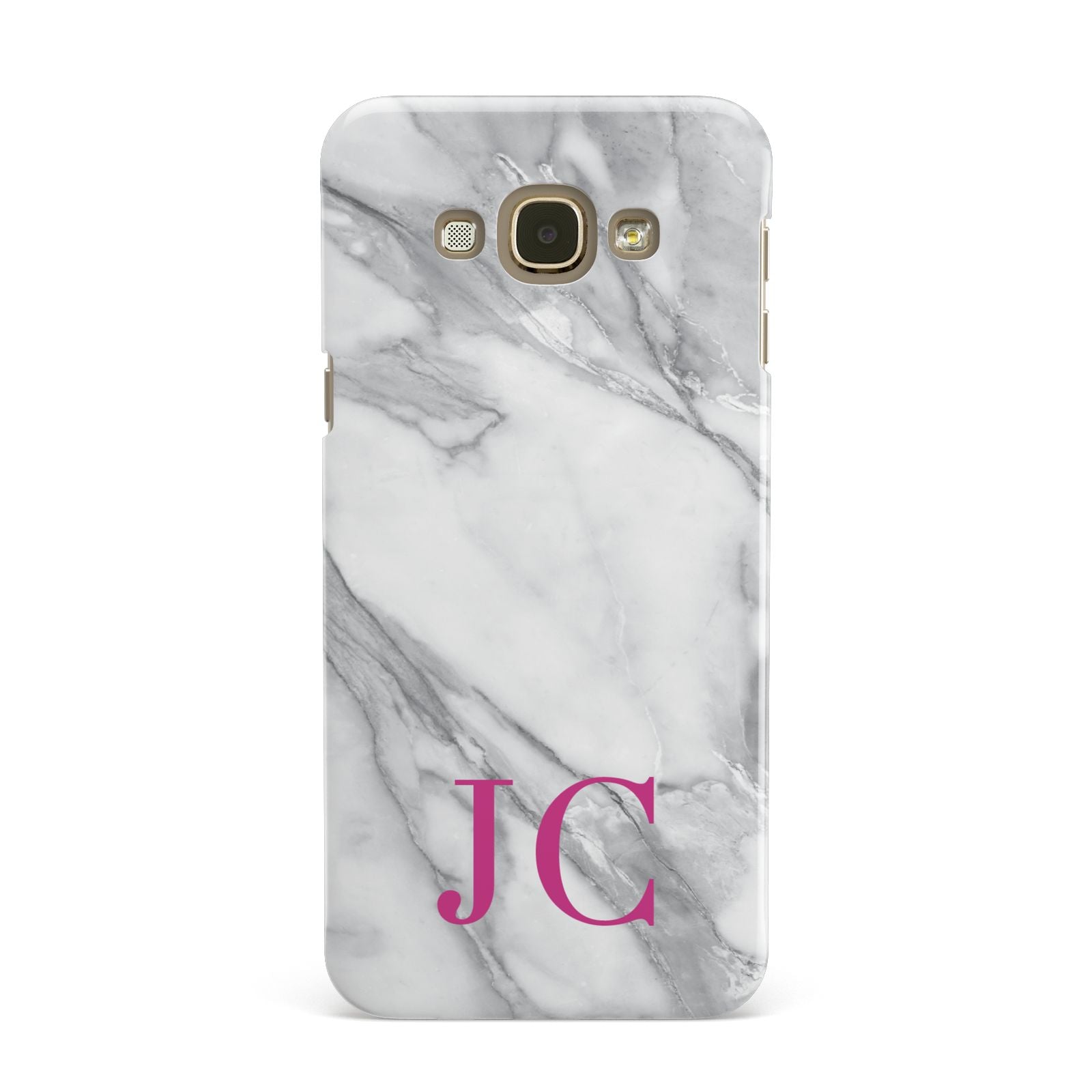 Grey Marble Pink Initials Samsung Galaxy A8 Case