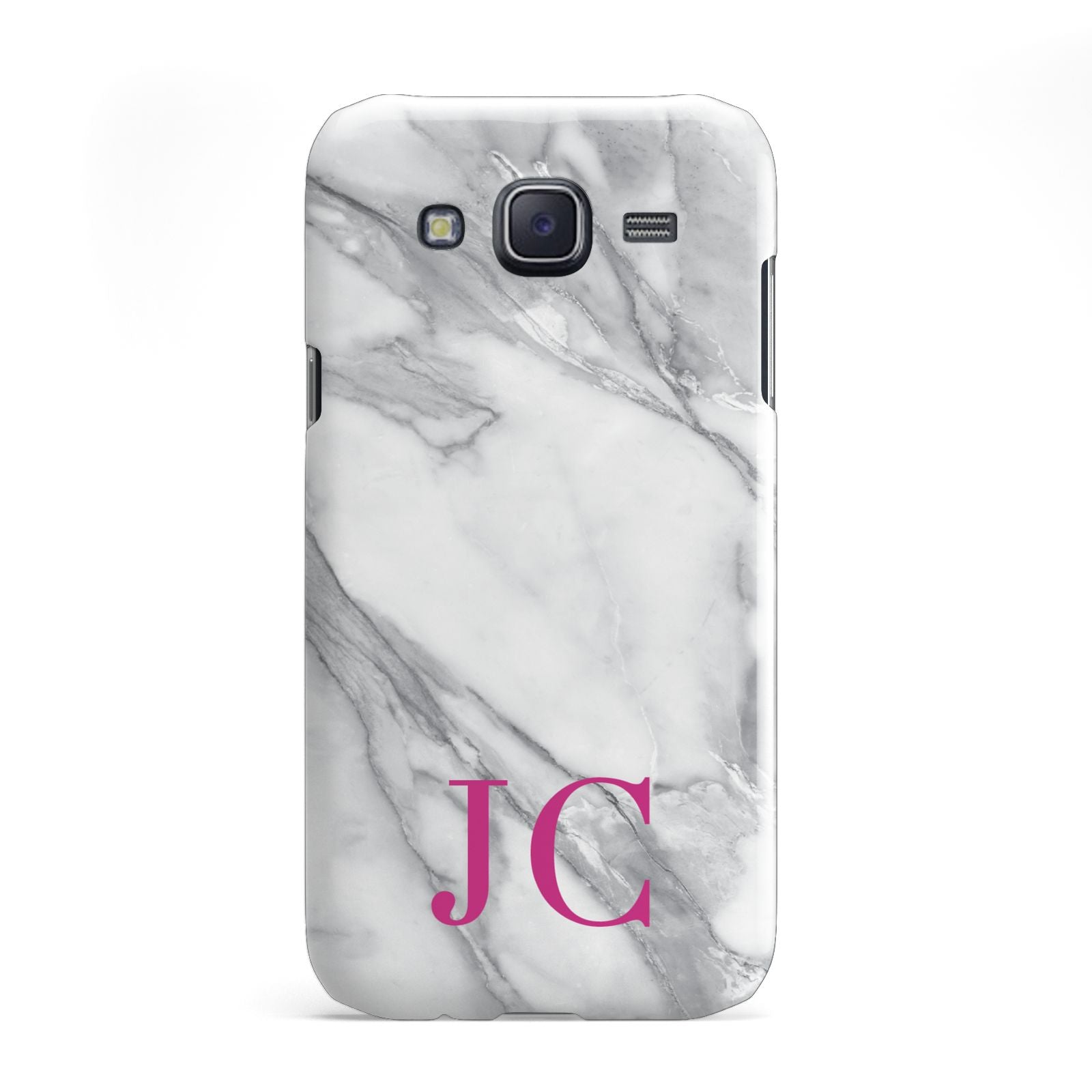 Grey Marble Pink Initials Samsung Galaxy J5 Case