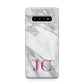 Grey Marble Pink Initials Samsung Galaxy S10 Plus Case