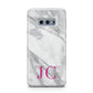 Grey Marble Pink Initials Samsung Galaxy S10E Case