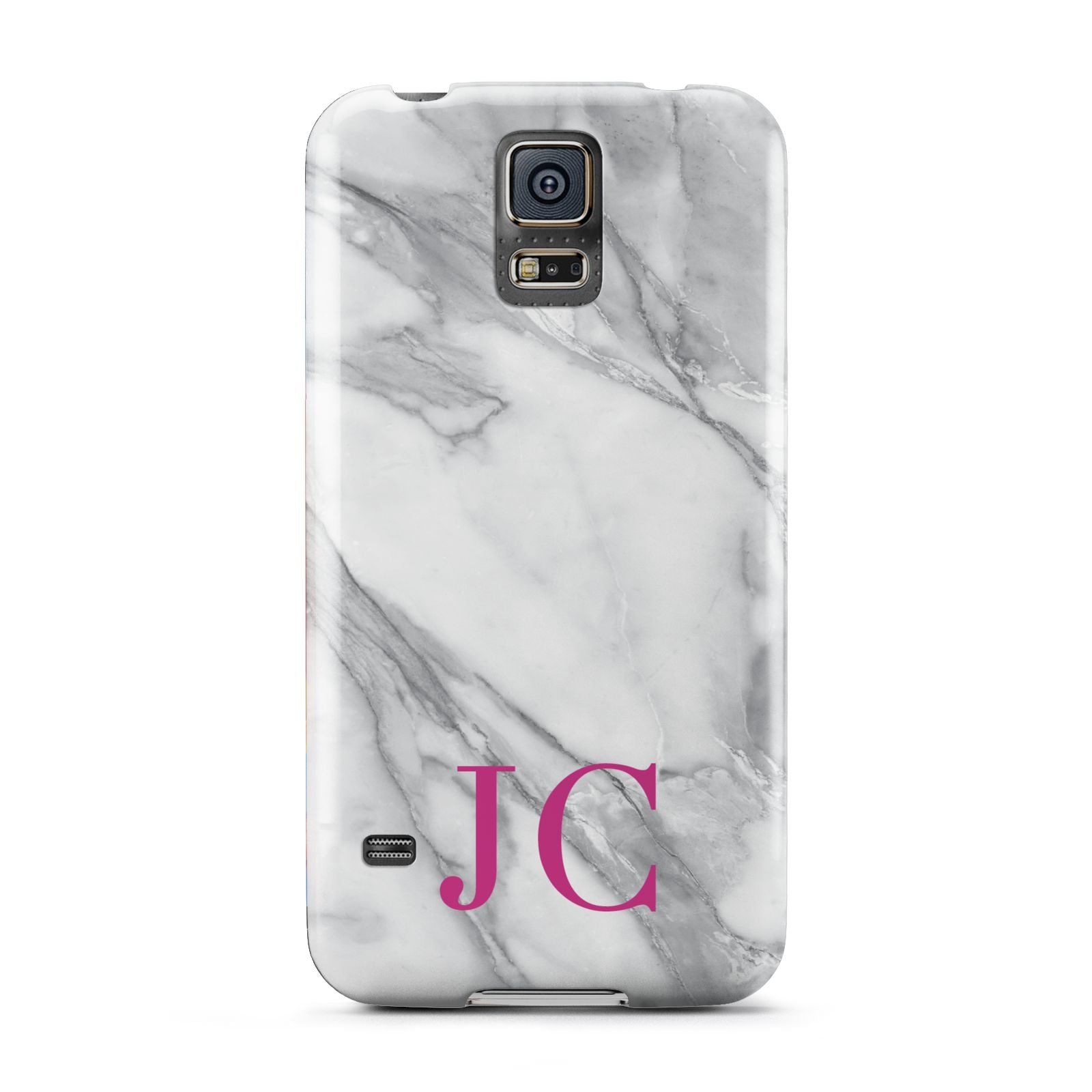 Grey Marble Pink Initials Samsung Galaxy S5 Case