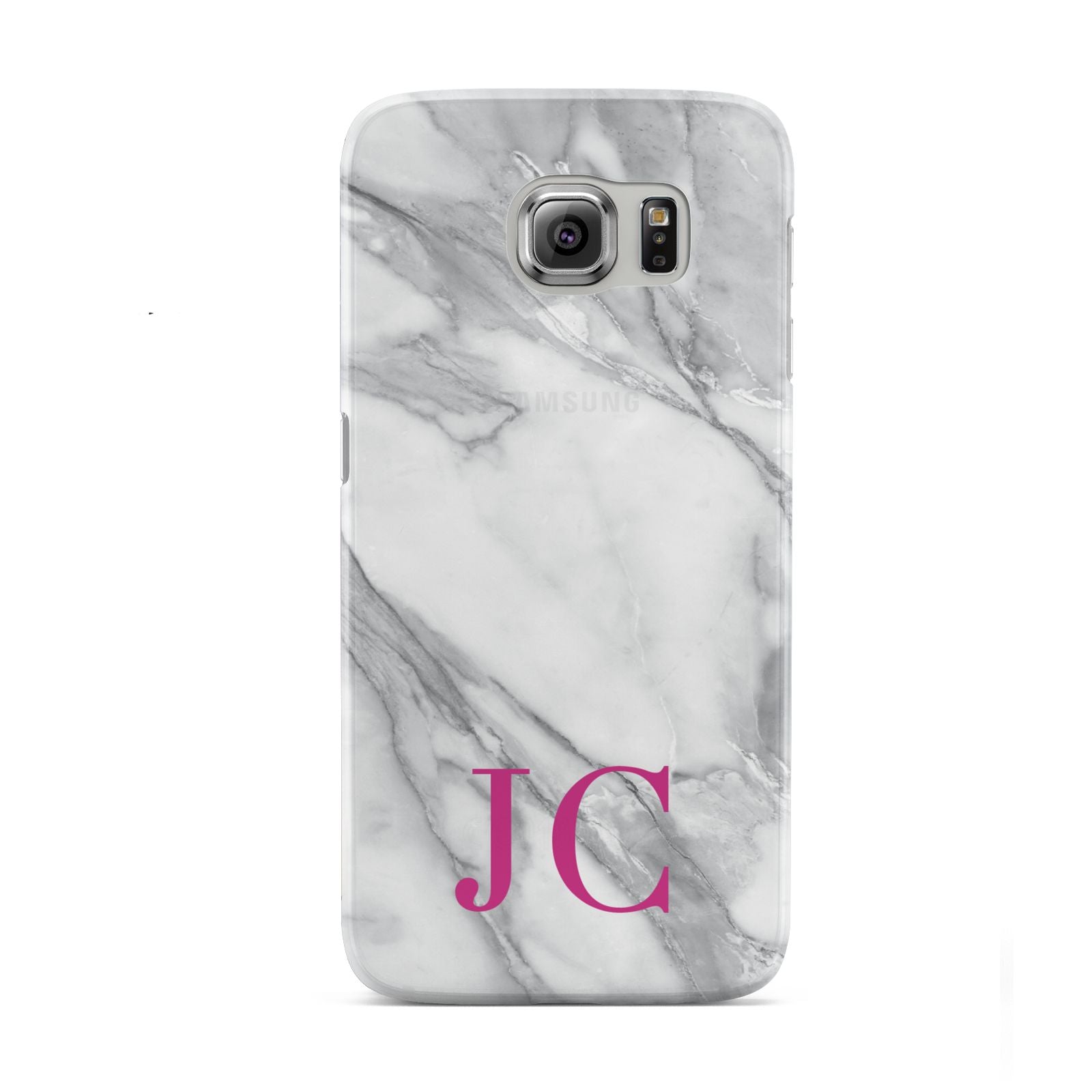 Grey Marble Pink Initials Samsung Galaxy S6 Case
