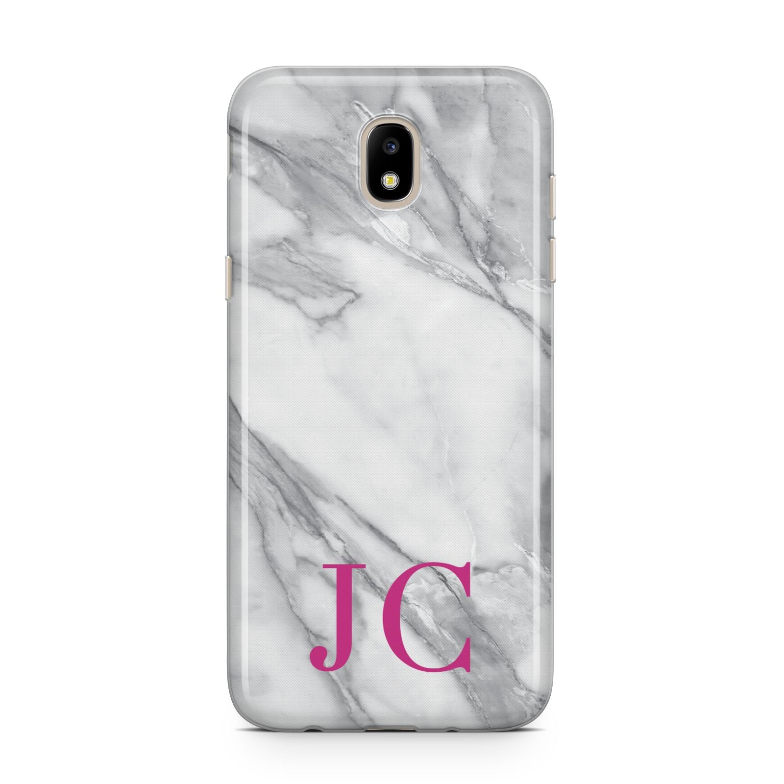 Grey Marble Pink Initials Samsung J5 2017 Case