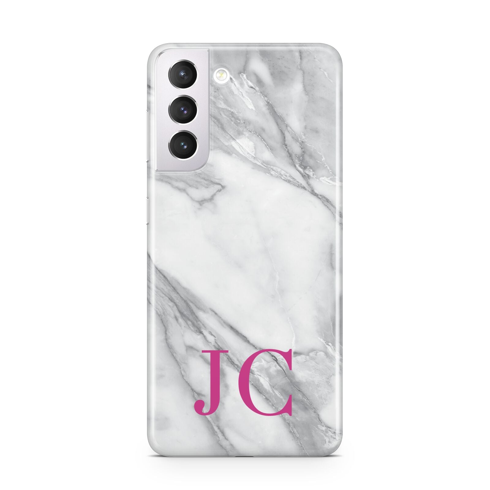 Grey Marble Pink Initials Samsung S21 Case