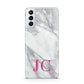 Grey Marble Pink Initials Samsung S21 Plus Case