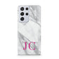 Grey Marble Pink Initials Samsung S21 Ultra Case
