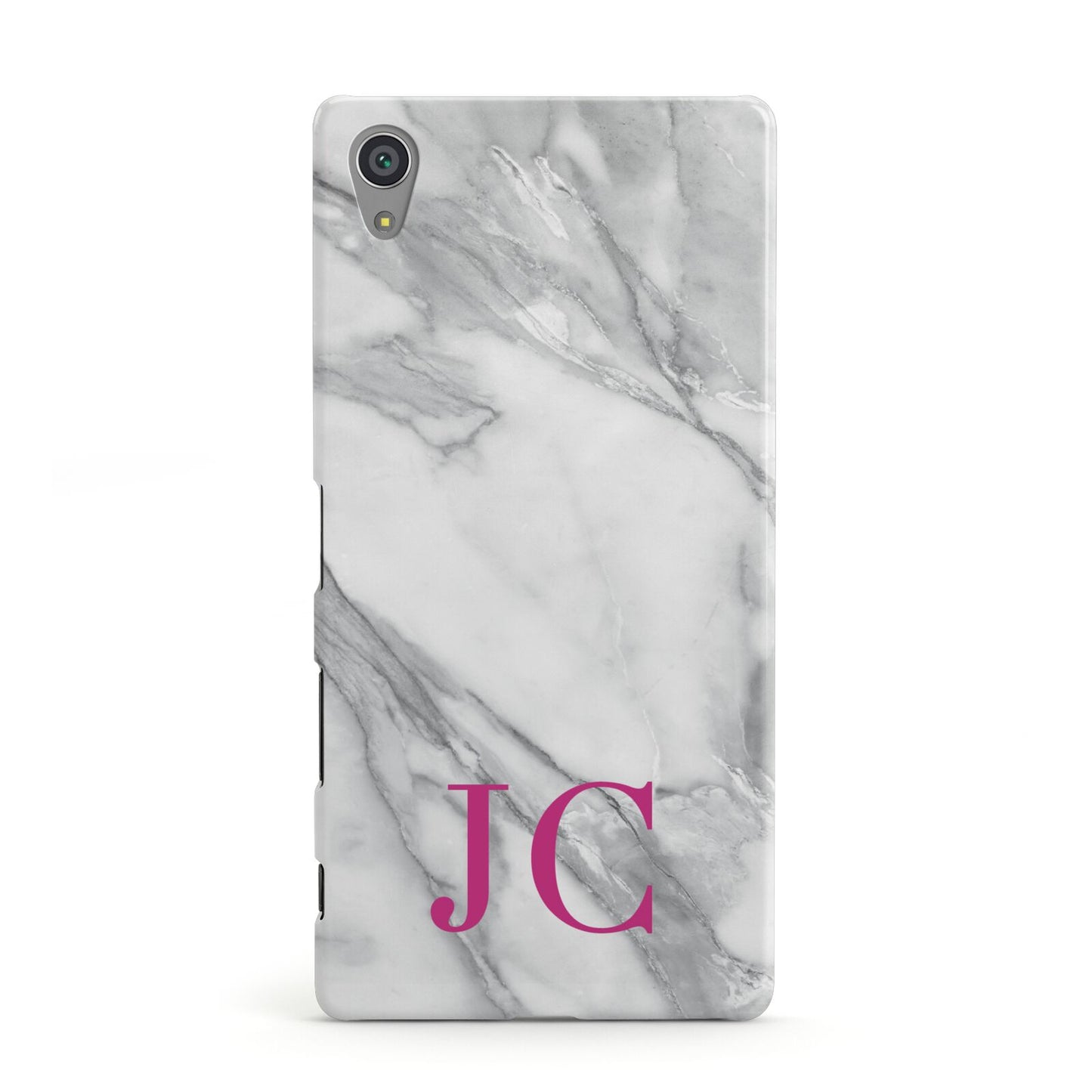 Grey Marble Pink Initials Sony Xperia Case