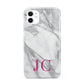Grey Marble Pink Initials iPhone 11 3D Tough Case