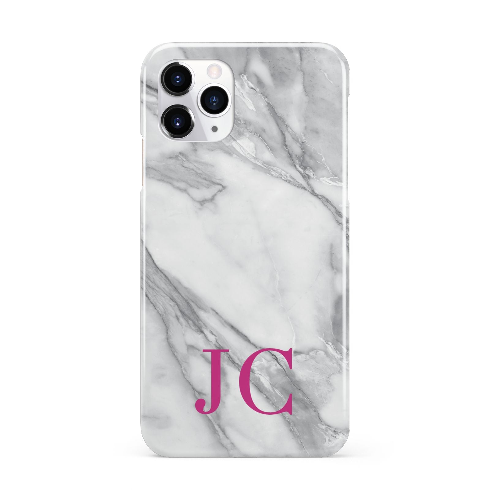 Grey Marble Pink Initials iPhone 11 Pro 3D Snap Case