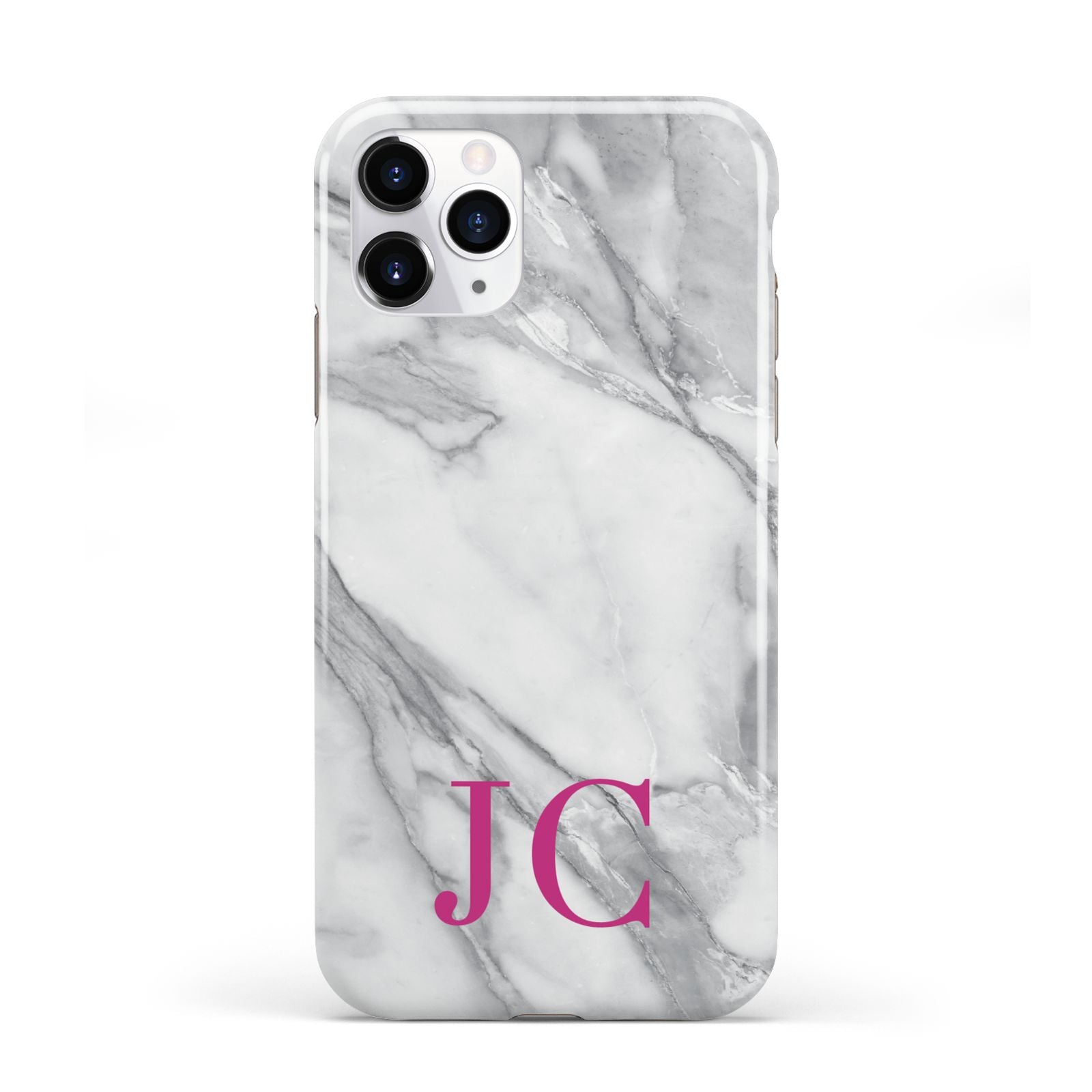 Grey Marble Pink Initials iPhone 11 Pro 3D Tough Case