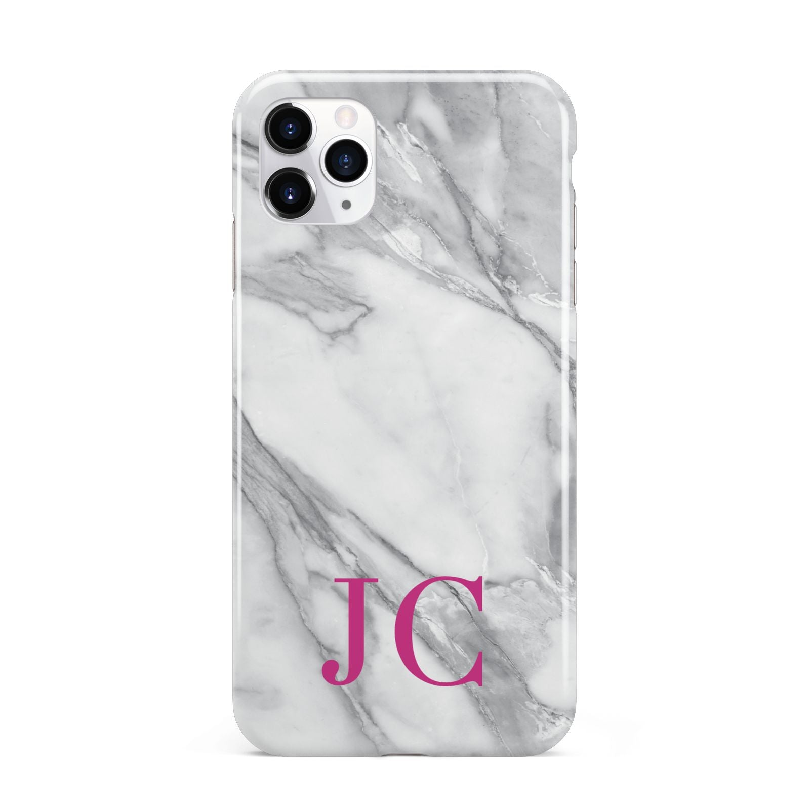Grey Marble Pink Initials iPhone 11 Pro Max 3D Tough Case