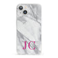 Grey Marble Pink Initials iPhone 13 Clear Bumper Case