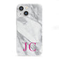 Grey Marble Pink Initials iPhone 13 Mini Clear Bumper Case