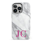 Grey Marble Pink Initials iPhone 13 Pro Full Wrap 3D Tough Case