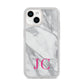 Grey Marble Pink Initials iPhone 14 Clear Tough Case Starlight