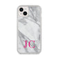 Grey Marble Pink Initials iPhone 14 Plus Clear Tough Case Starlight