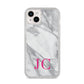 Grey Marble Pink Initials iPhone 14 Plus Glitter Tough Case Starlight