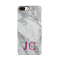 Grey Marble Pink Initials iPhone 8 Plus 3D Snap Case on Gold Phone