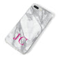 Grey Marble Pink Initials iPhone 8 Plus Bumper Case on Silver iPhone Alternative Image