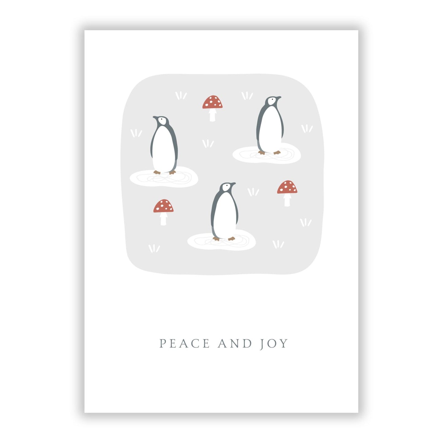 Grey Penguin Forest A5 Flat Greetings Card