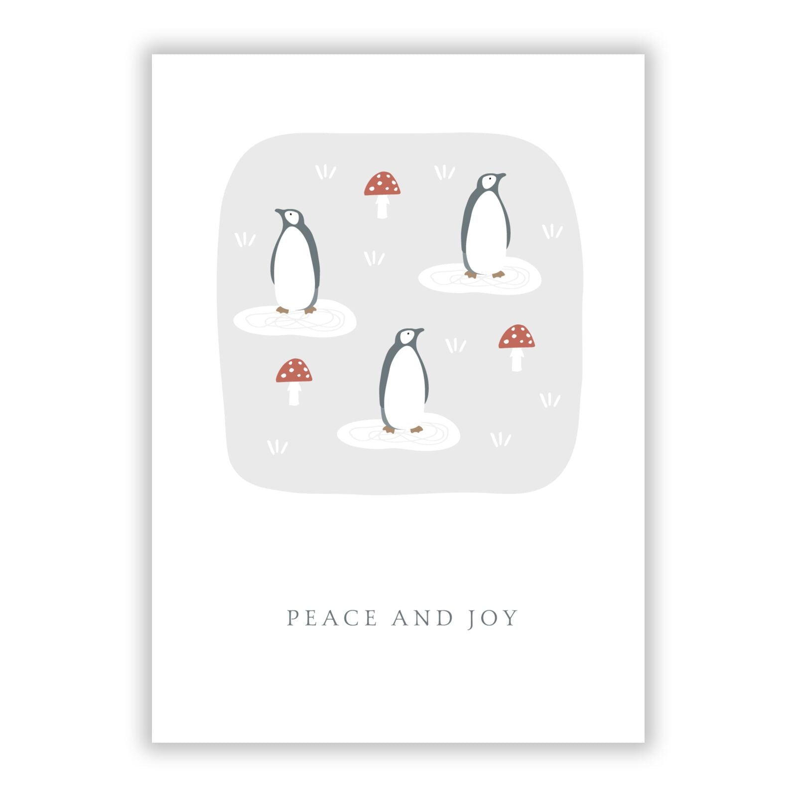 Grey Penguin Forest A5 Flat Greetings Card