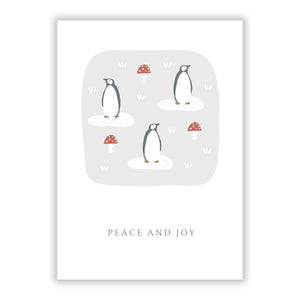 Grey Penguin Forest Greetings Card