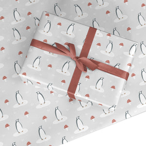 Grey Penguin Forest Wrapping Paper