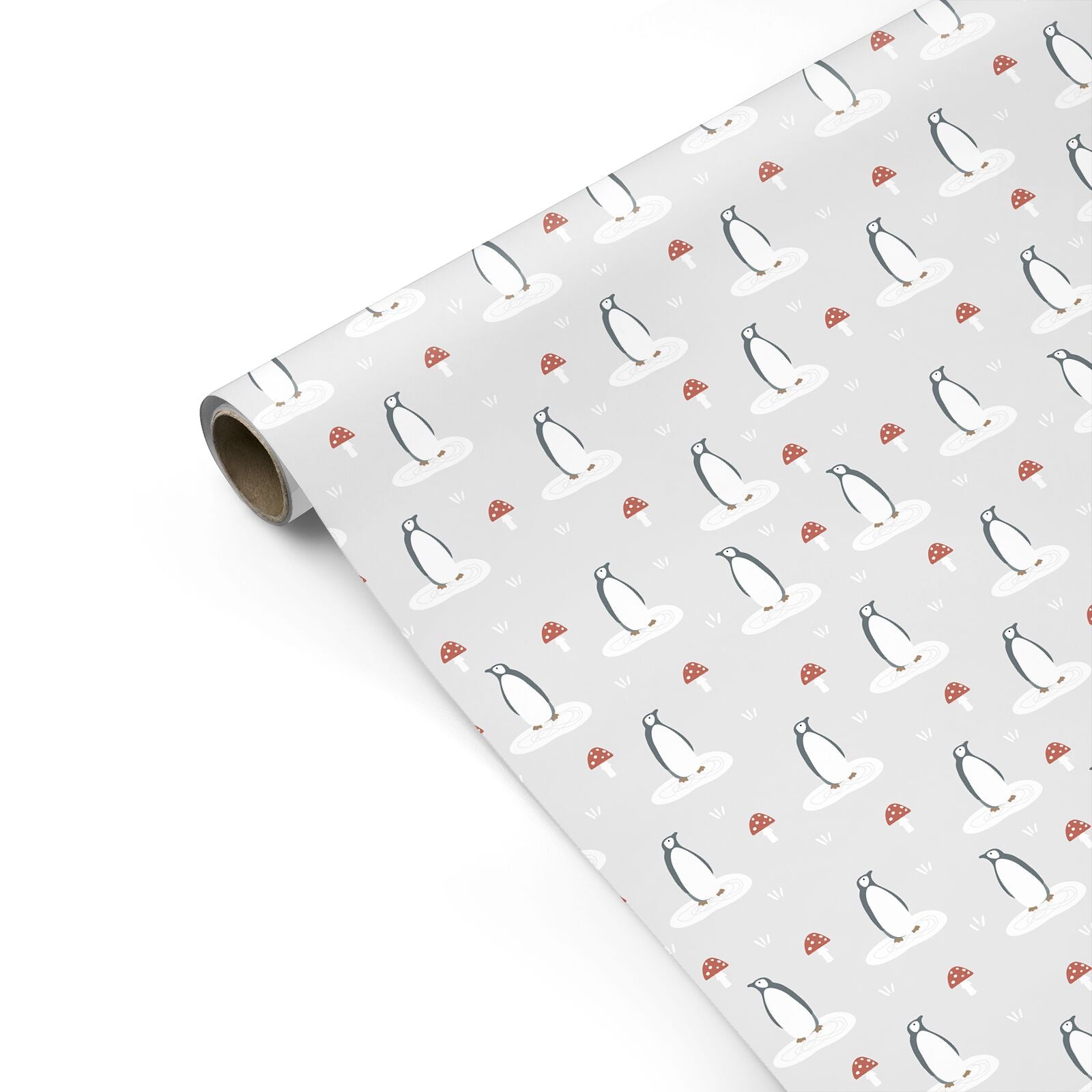 Grey Penguin Forest Personalised Gift Wrap