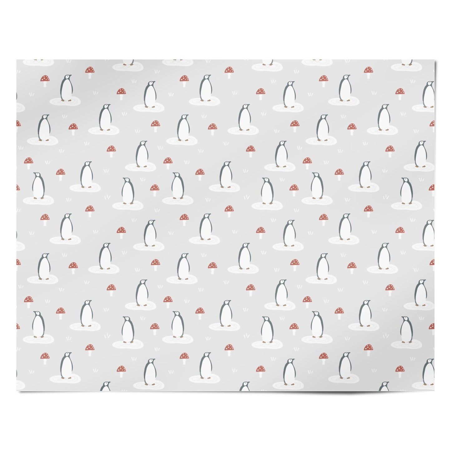 Grey Penguin Forest Personalised Wrapping Paper Alternative