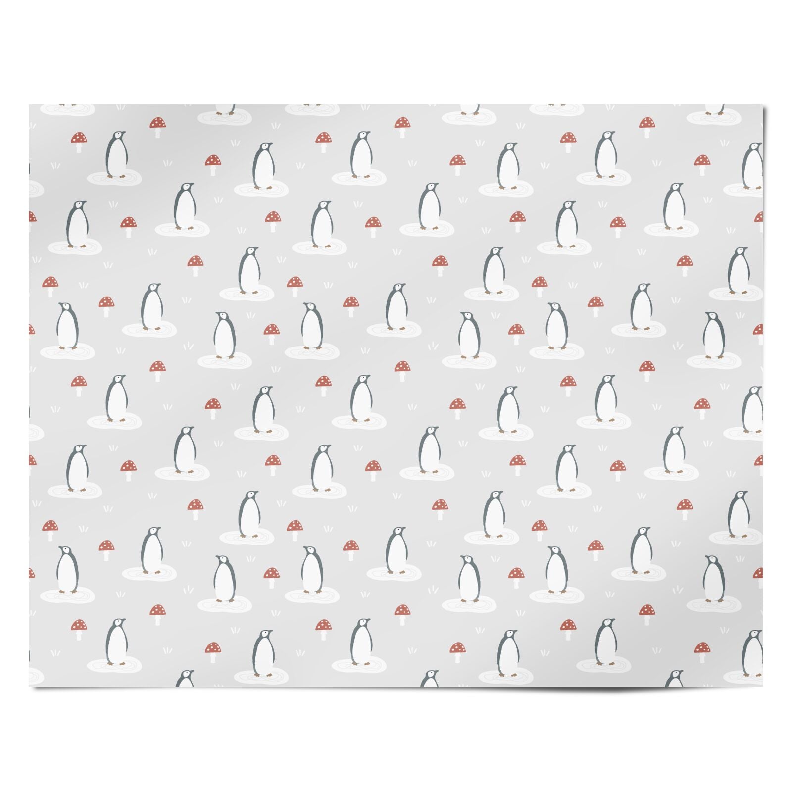 Grey Penguin Forest Personalised Wrapping Paper Alternative